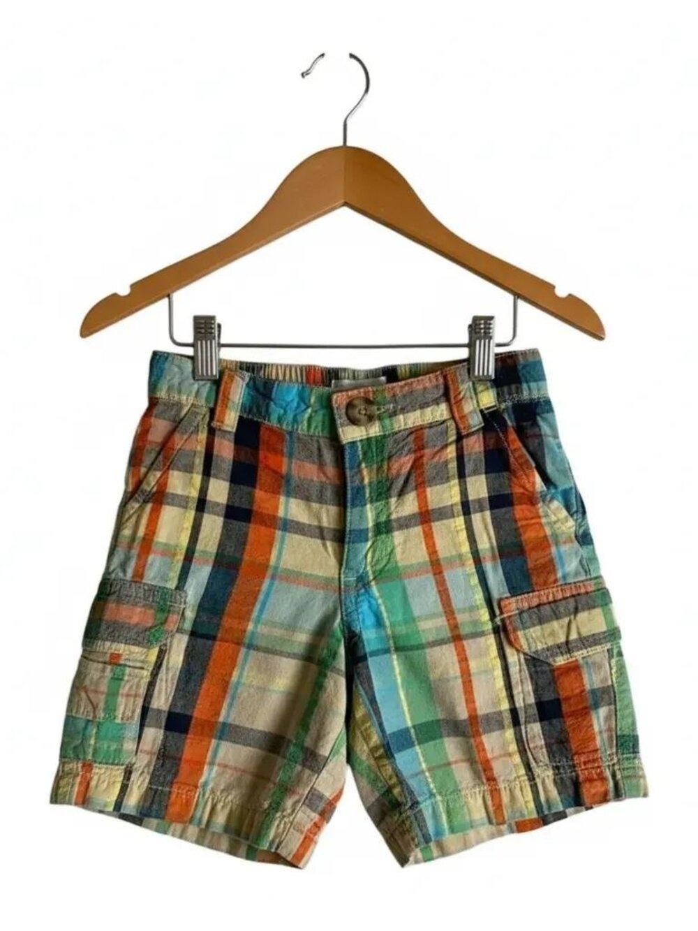 Old Navy Plaid Cargo Lightweight Shorts Size 12-18 Months